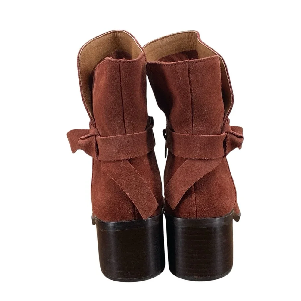 Latigo Danni Women's Size 7 Rust Suede Ankle Boots Western Booties Side Zip